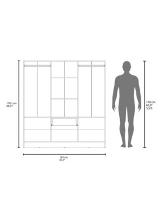 Olin 6-Door Wardrobe with Shelves and Drawer, Multistorage.