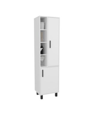 Pinal Linen Cabinet with Open Storage and 2 Doors, White