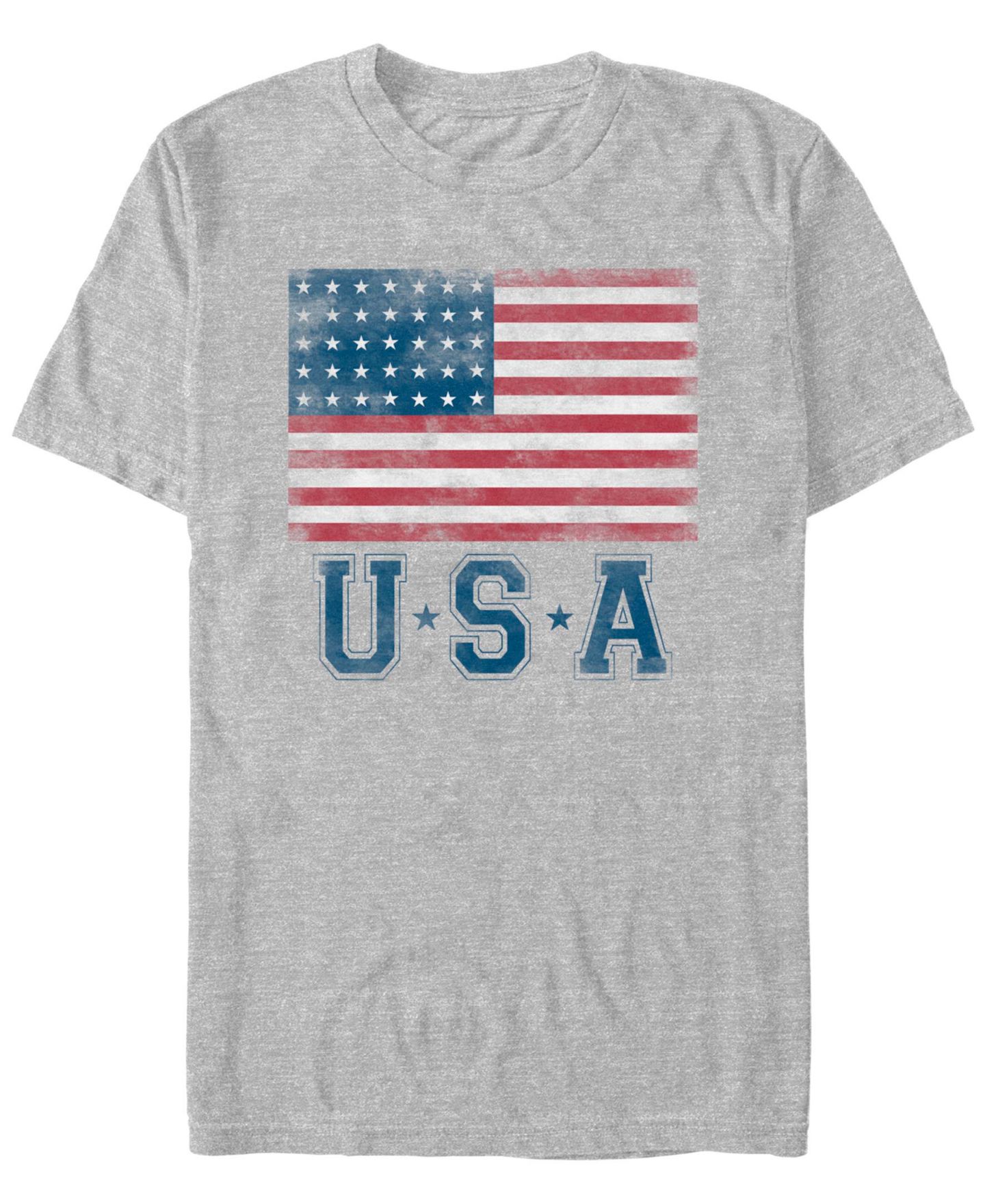 Мужская футболка Fifth Sun USA Two Star Flag 2 Short Sleeve, цвет: Меланжевый — фото 1