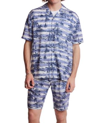 Paisley & Gray - Men's Slim Fit Short Sleeve Printed Button Front Camp Shirt