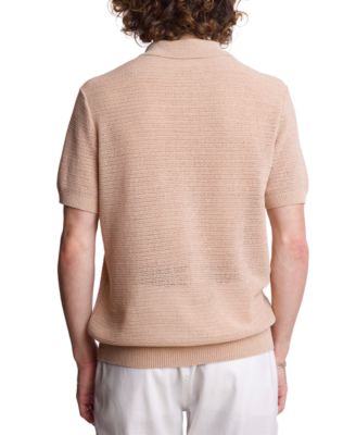 Men's Slim Fit Short Sleeve Open Collar Knit Polo Sweater