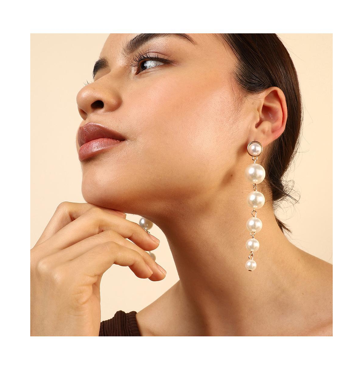Sohi Women's Pearl Statement Drop Earrings
