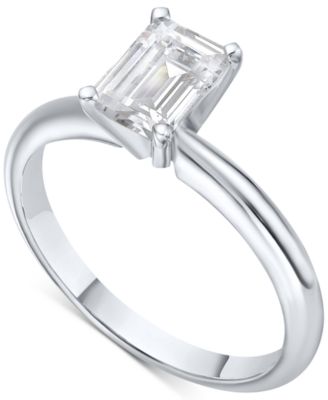 Macy's - IGI Certified Diamond Emerald-Cut Solitaire Ring (1 ct. t.w.) in Platinum or 18k White Gold
