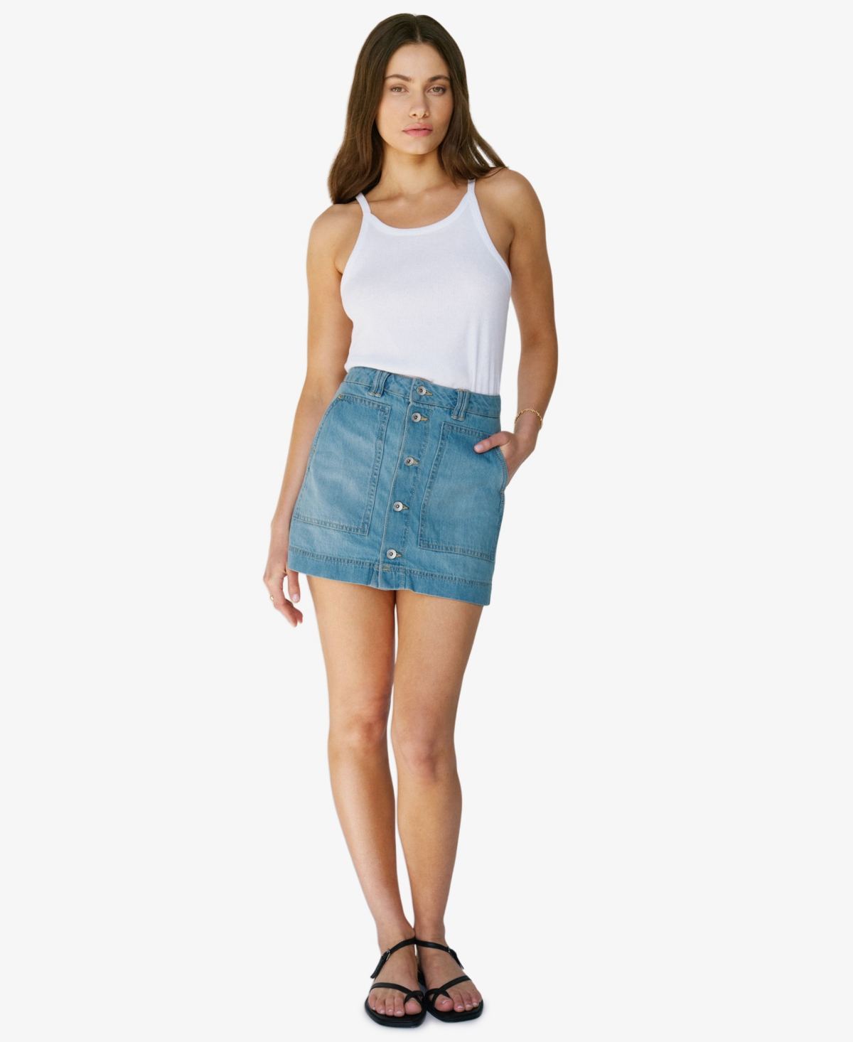 Shop Sanctuary Women's All Buttoned Up Denim Mini Skirt In Dream Team