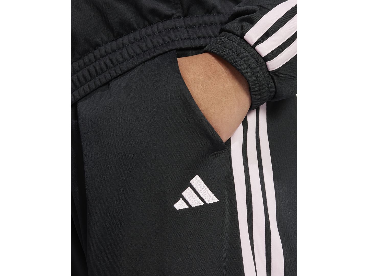 Женские брюки adidas Plus Size Tricot 3-Stripes Track Pants, цвет: Чёрный / Прозрачный розовый — фото 3