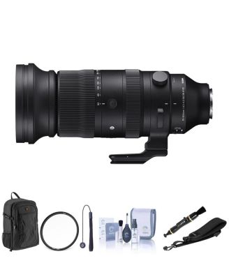 60-600mm f/4.5-6.3 DG DN OS Sports Lens for Sony E Bundle with 105mm MC Clear Filter, Backpack, Camera Strap, Lens Cleaner, Cleaning Kit, Lens Cap Tether