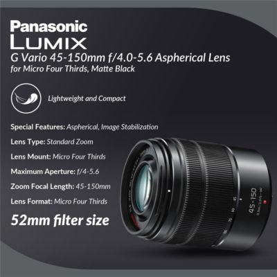 LUMIX DMC-G85 Mirrorless Camera w/12-60mm f/3.5-5.6 LUMIX G OIS Lens With 45-150mm f/4.0-5.6 Aspherical Lens for MFT, Matte Black