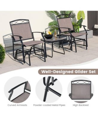 Set of 2 Outdoor Metal Glider Armchairs with Weather-resistant Fabric