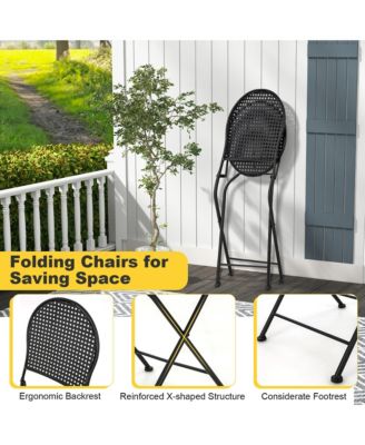 3 PCS Patio Bistro Set All-weather Metal Table & Chair Set for 2 Person Modern Furniture Set