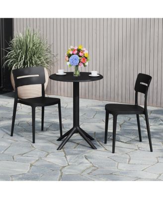 3-Piece Outdoor Resin Patio Bistro Set with Stackable Patio Dining Chairs