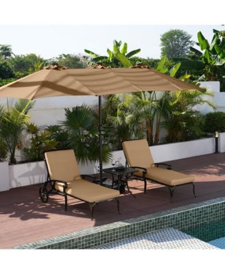 Outdoor Cast Aluminum Chaise Lounge Chair with Wheel and Cushion
