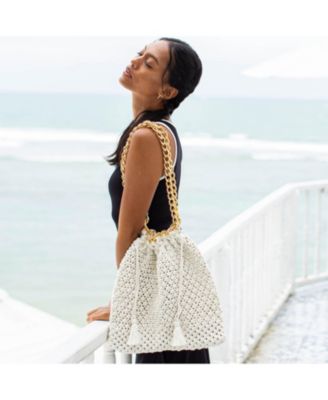 COLETTE Macrame Beach Bag In Off-White