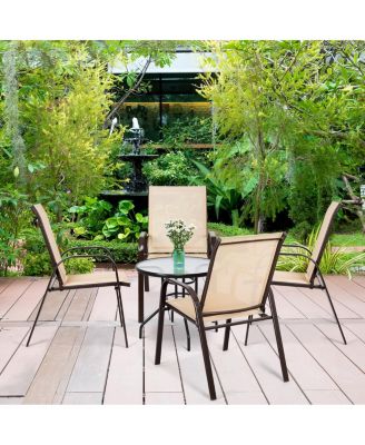 4PCS Patio Chairs Dining Chair Garden Deck Yard W/Armrest