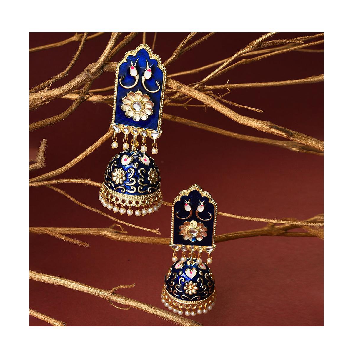 Sohi Women's Floral Drop Earrings In Blue