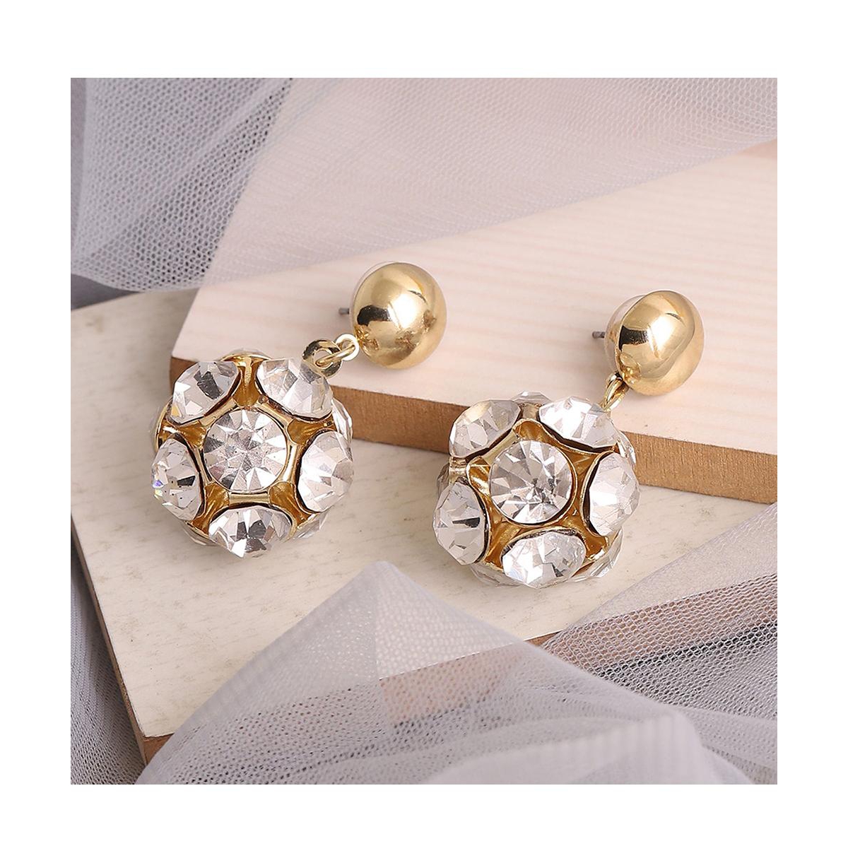 Sohi Gold Color Gold Plated Party Designer Stone Drop Earring For Women's In Silver