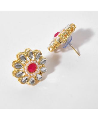 Women's Gold Plated Kundan Beaded Jewellery Set