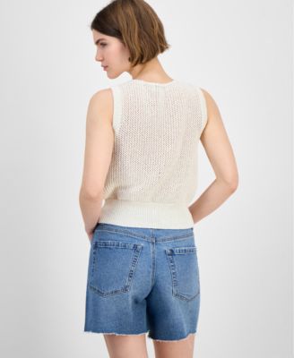 Women's Lace-Trim Button-Front Sweater Vest