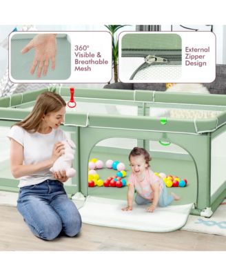 Baby Playpen Extra-Large Safety Fence w/ Ocean Balls & Rings