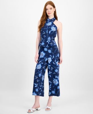 Tommy Hilfiger - Women's Floral-Print Peplum Halter Jumpsuit