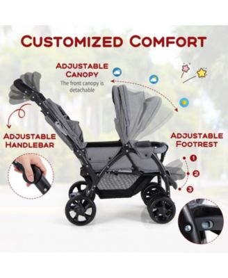 Baby Twin Double Stroller Lightweight Travel Stroller Pushchair