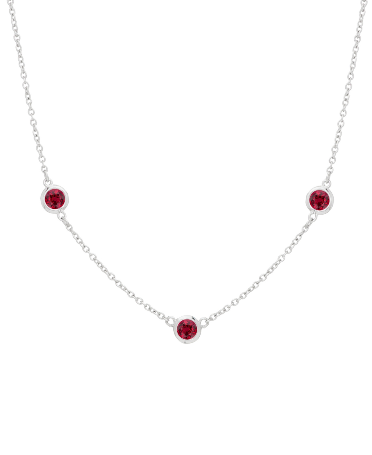 Lab Grown Ruby Bezel Station 18" Collar Necklace (1 ct. t.w.) in Sterling Silver - Ruby