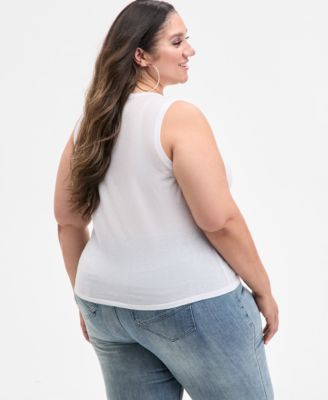 Trendy Plus Size Sheer Sweater-Knit Tank