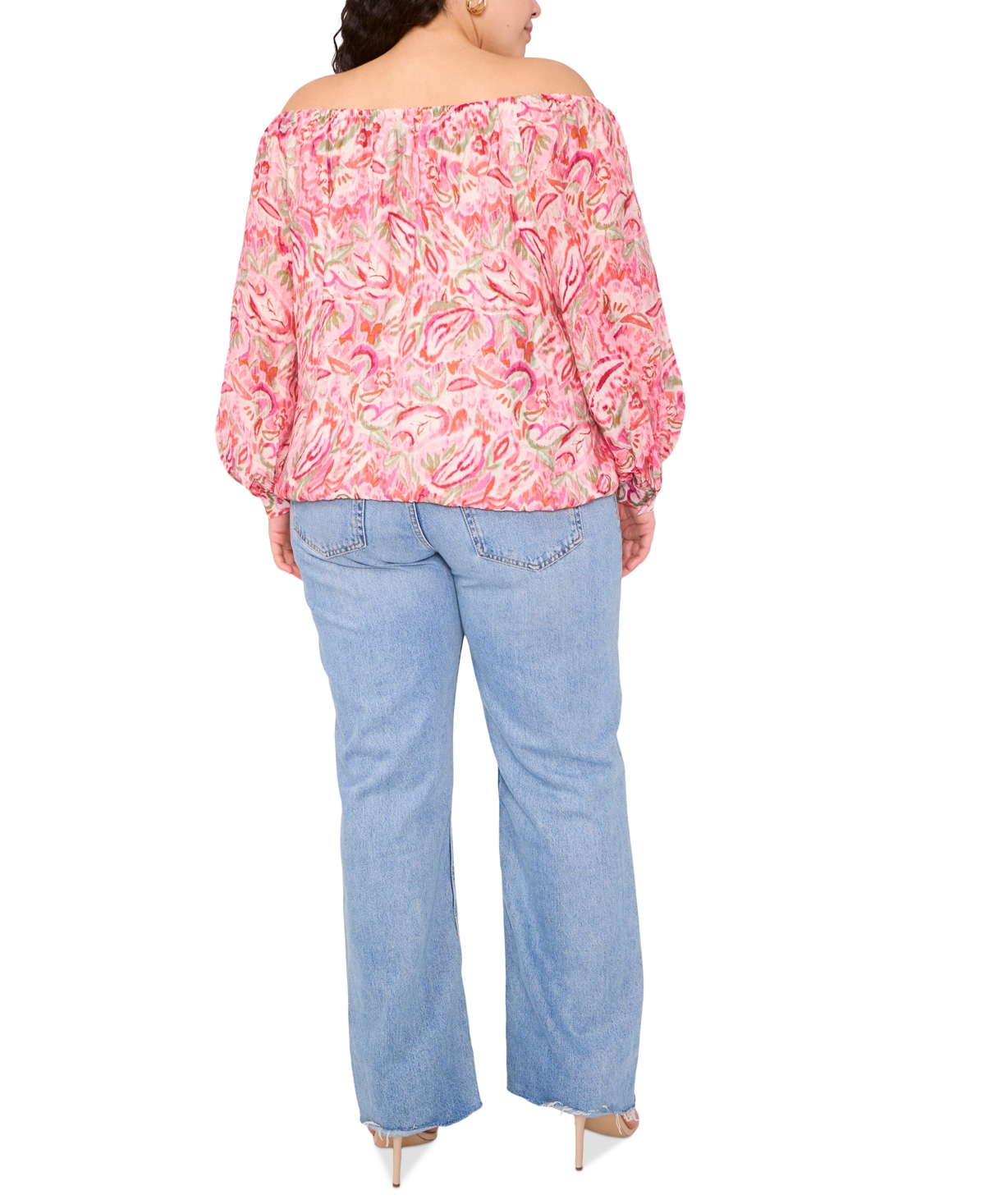 Vince Camuto Plus Size Printed Off-the-shoulder Top In Pink