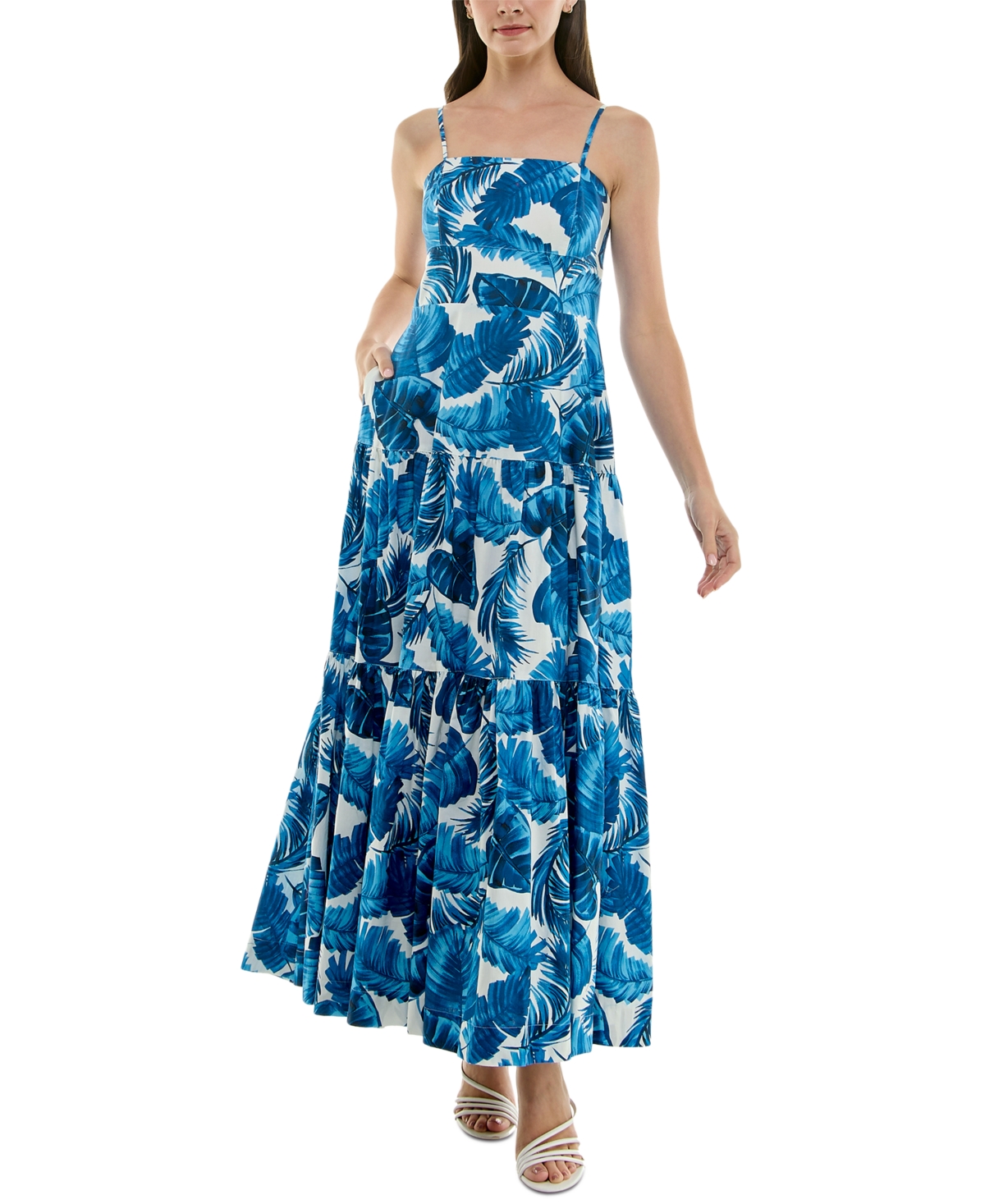 Women's Printed Tiered Maxi Dress - Blue/tropical Breeze