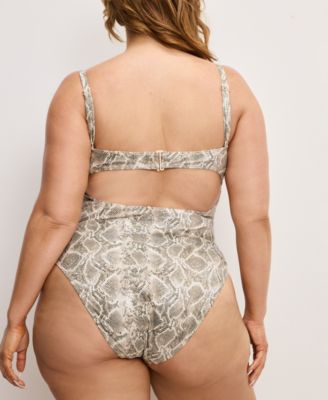 Women's Snake-Print Underwire One-Piece Swimsuit, Regular And Plus Size