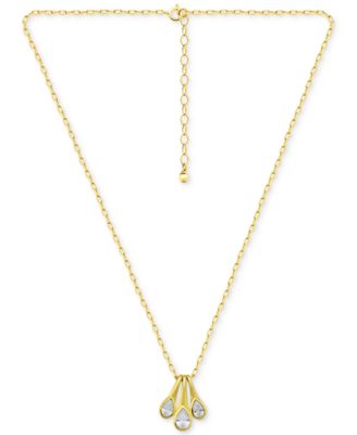 Cubic Zirconia Pear Trio Pendant Necklace, 16" + 2" extender, Exclusively at Macy's