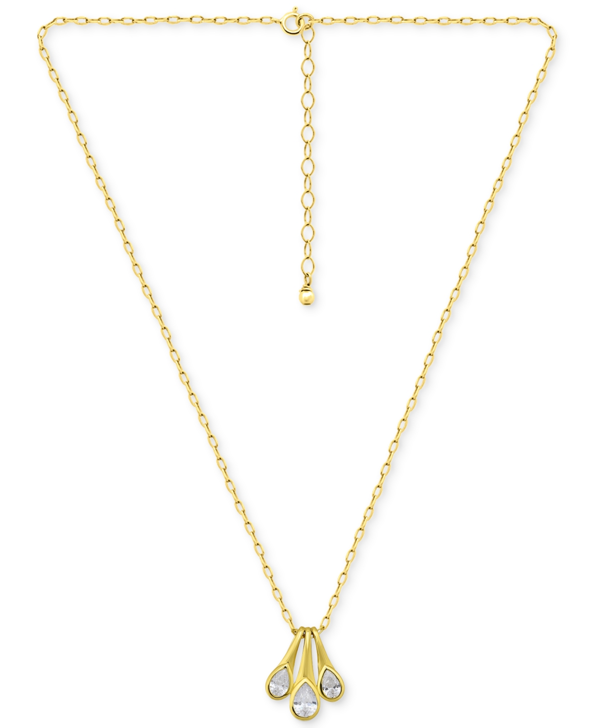 Giani Bernini Cubic Zirconia Pear Trio Pendant Necklace, 16" + 2" Extender, Exclusively At Macy's