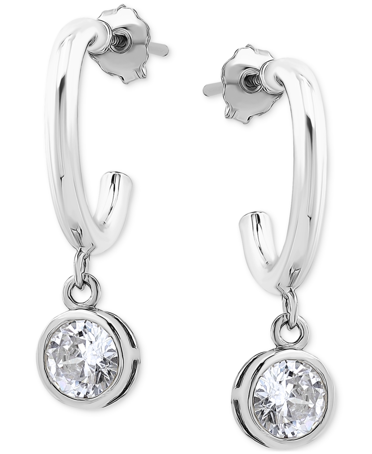 Giani Bernini Cubic Zirconia Bezel Dangle Hoop Earrings, Exclusively At Macy's