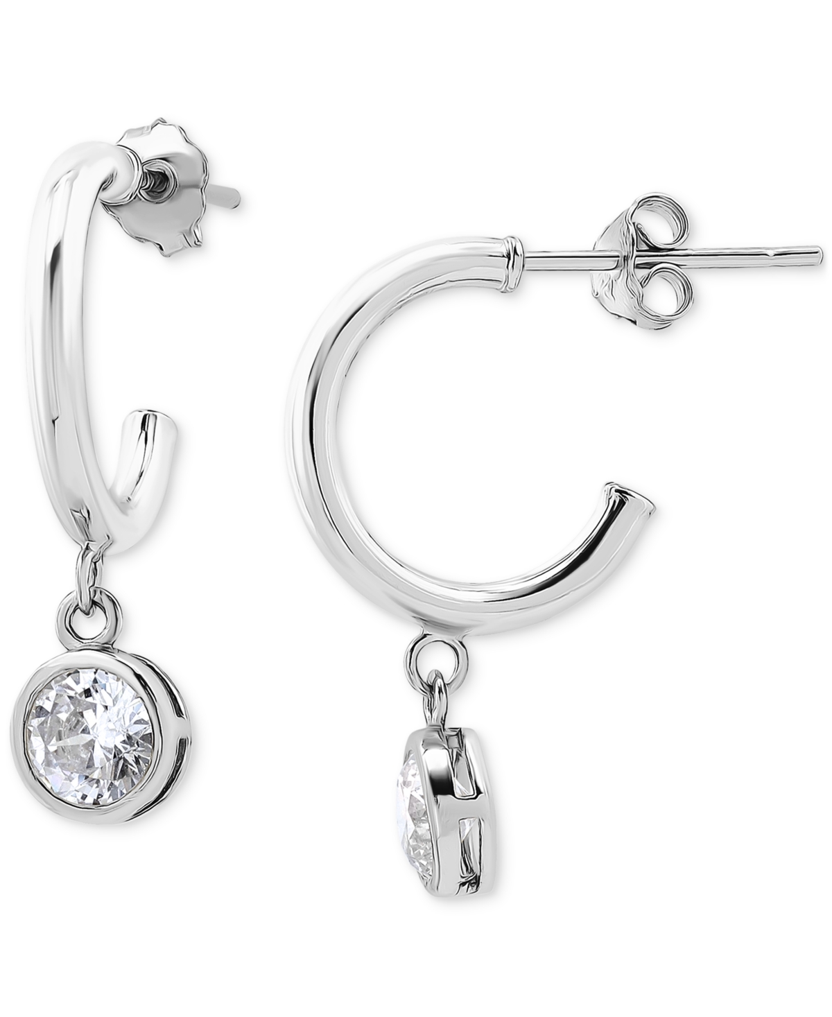 Giani Bernini Cubic Zirconia Bezel Dangle Hoop Earrings, Exclusively At Macy's