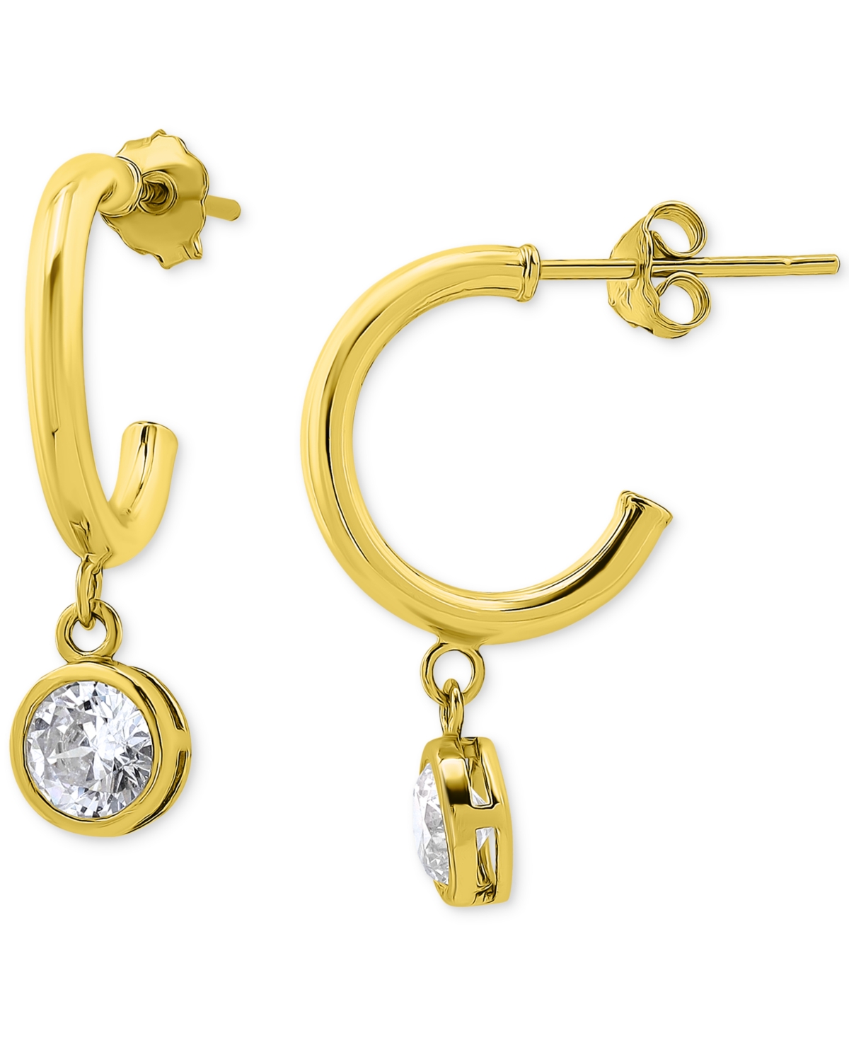 Giani Bernini Cubic Zirconia Bezel Dangle Hoop Earrings, Exclusively At Macy's