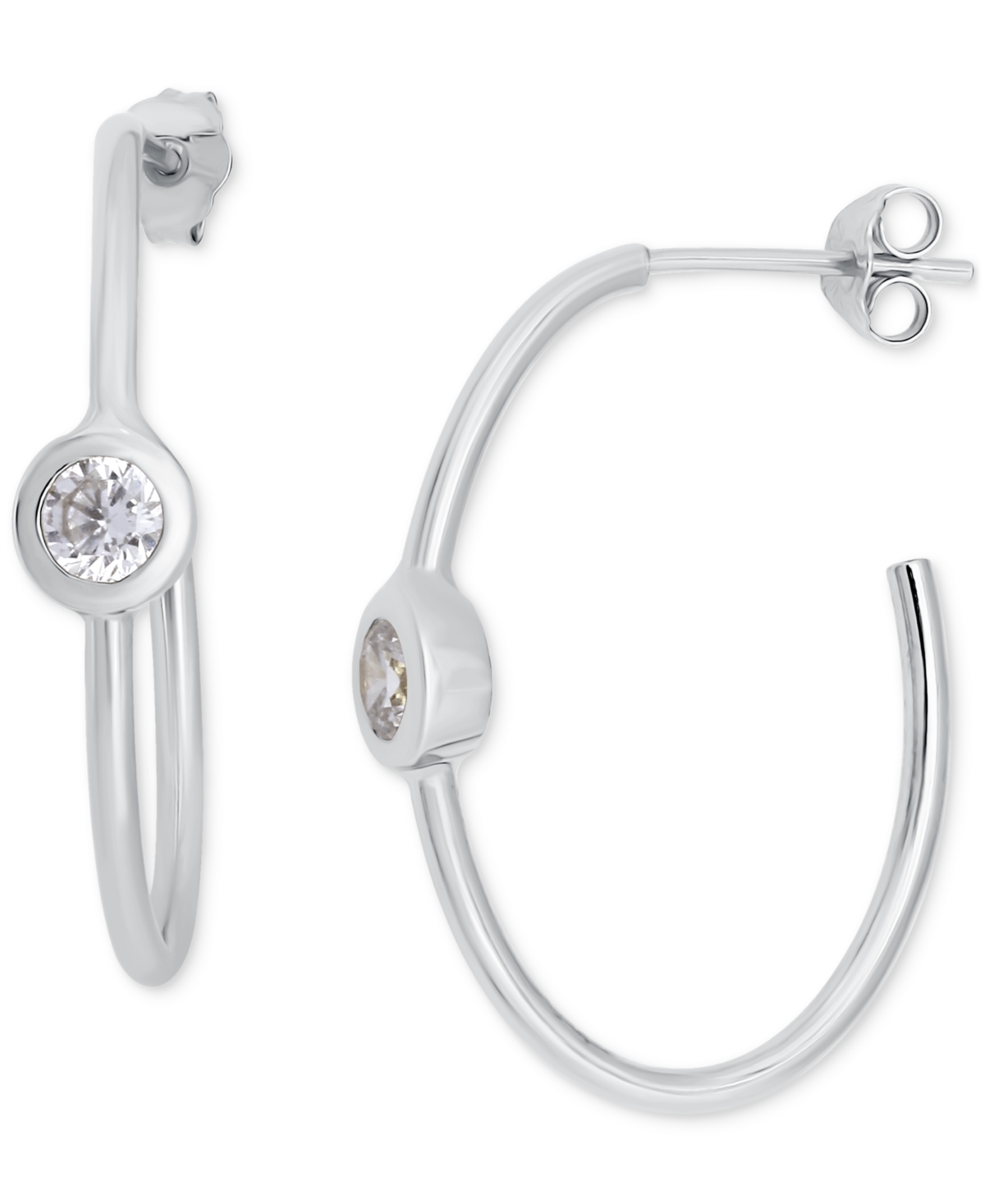 Giani Bernini Cubic Zirconia Bezel Small Hoop Earrings, 0.75", Exclusively At Macy's