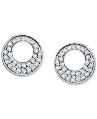 Cubic Zirconia Pav&eacute; Open Circle Stud Earrings in Sterling Silver, Exclusively at Macy's