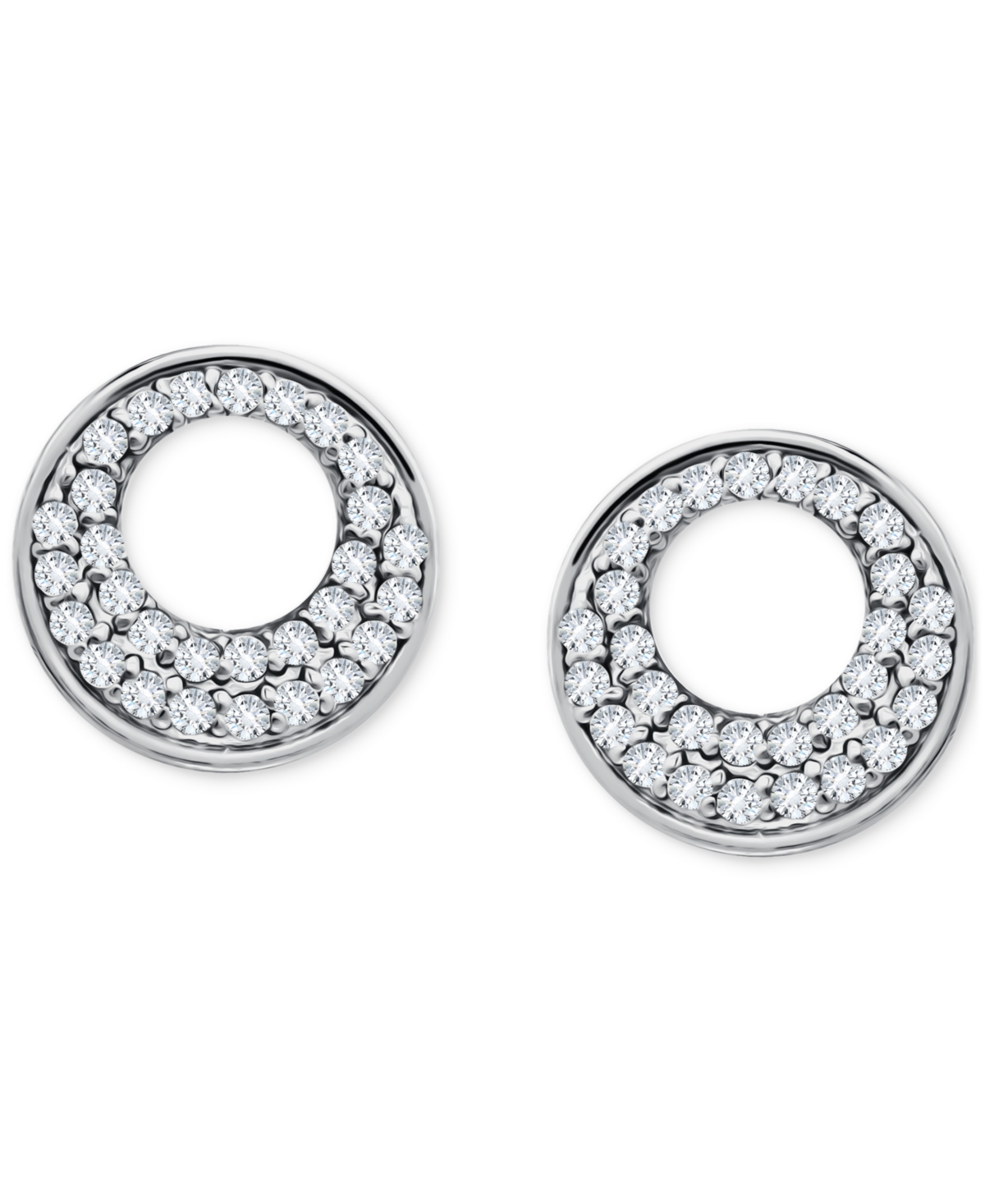 Giani Bernini Cubic Zirconia Pave Open Circle Stud Earrings In Sterling Silver, Exclusively At Macy's