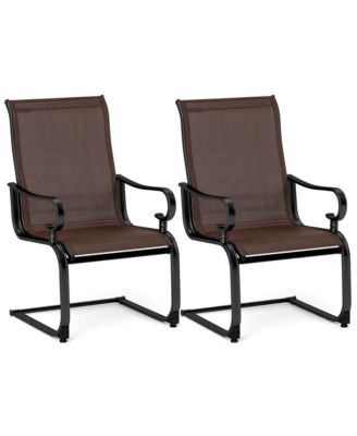 Set of 2 Patio Chairs C-Spring Motion Chairs with Quick-drying & Breathable Fabric