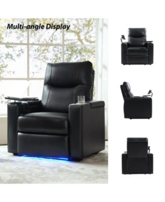 Modern Lothaire Genuine Leather Power Recliner with Adjustable Power Headrest