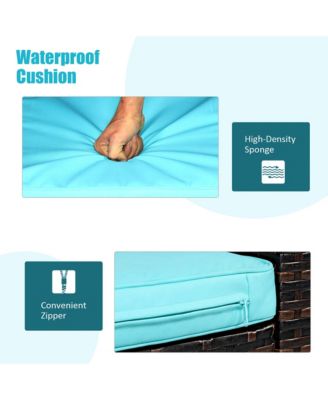 3PCS Patio Rattan Wicker Furniture Cushion Sofa Coffee Table