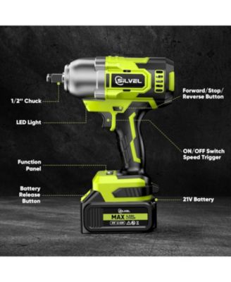 Cordless Impact Wrench, MAX 500N.M Brushless Impact Gun 1/2 inch, 4.0Ah Battery, 6 Sockets, 3200RPM Impact Driver wih Fast Charger