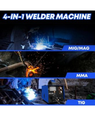 160A MIG Welder, 4-in-1 Flux Core/Solid Wire/Lift TIG/Stick Welder, 110V Gas/Gasless Welder Machine for Home, Car, Yard, Workshop, Farm
