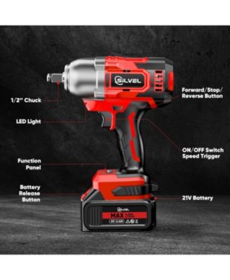 Cordless Impact Wrench, MAX 500N.M Brushless Impact Gun 1/2 inch, 4.0Ah Battery, 6 Sockets, 3200RPM Impact Driver wih Fast Charger