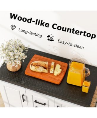 Rolling Kitchen Island Cart on Wheels with Storage Cabinets