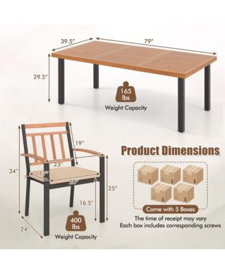 9 PCS Patio Dining Set w/ Soft Cushions and 1.9'' Umbrella Hole for Garden