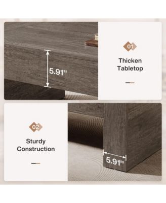 51-Inch Rectangular Coffee Table for Living Room, Farmhouse Accent Center Cocktail Table with Thickened Wooden Base, Easy Assembly,Grey