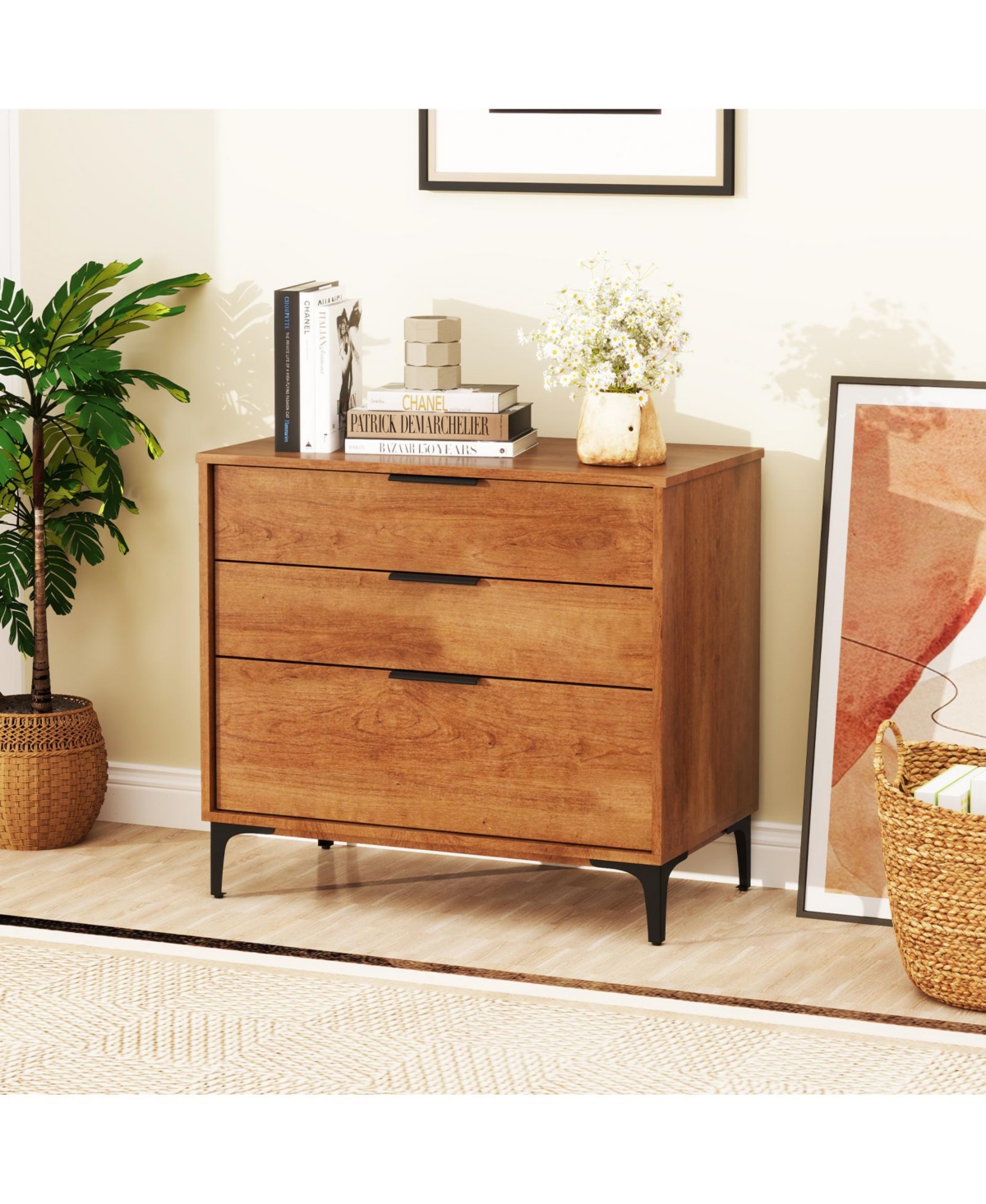 3-Drawer Dresser with Interlock System – Modern Storage for Bedroom or Living Room Organization