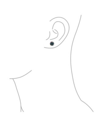 Set of 2 Round & Square Mystic Rainbow CZ Stud Earrings Sterling Silver