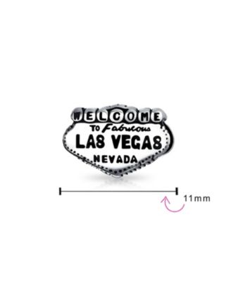 Set of 2 Welcome to Las Vegas and Poker Ace of Hearts Charm Bead Sterling Silver