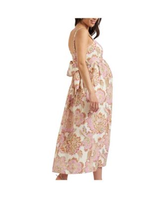 Maternity Ripe Hope Tie Back Linen Dress